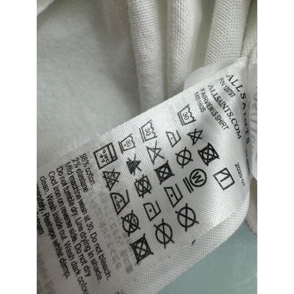 All Saints Men Chamois Flannel Shirt White XXL 2XL Button Up Long Sleeve - Picture 6 of 8